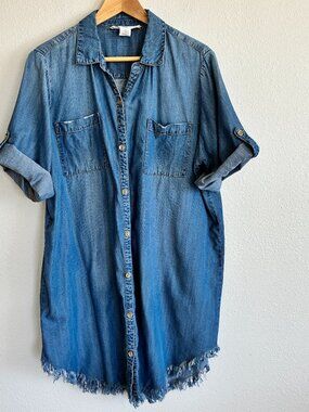 Workshop Republic Denim Fringe Shirt Dress